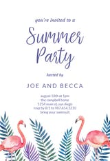 Flamingo & Palms - Pool Party Invitation